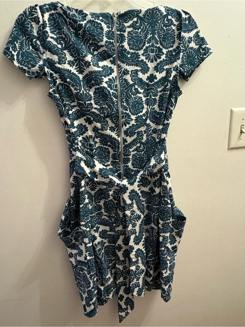 Shein/Inomi Teal Floral Print Short Sleeve Shift Dress - Picture 4 of 5